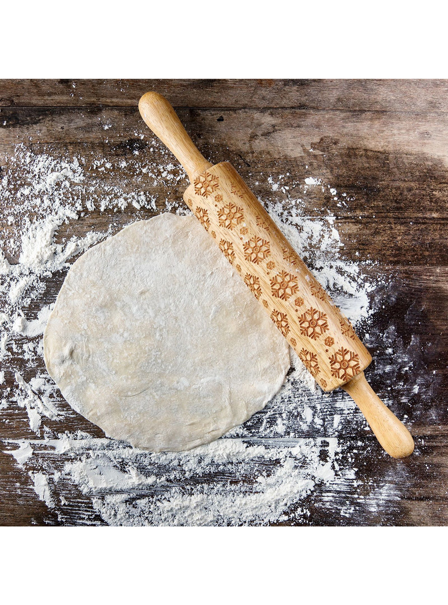 Snowflake Etched Christmas Wooden Rolling Pin - Alternate Image