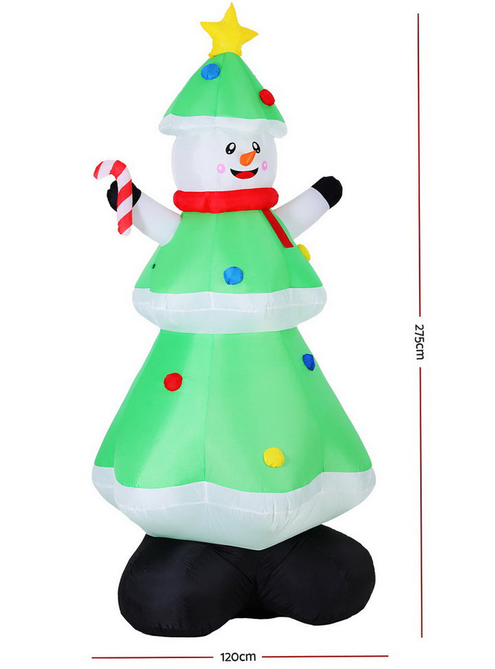 Snowman Tree 275cm Inflatable Christmas Decoration - Dimensions Image