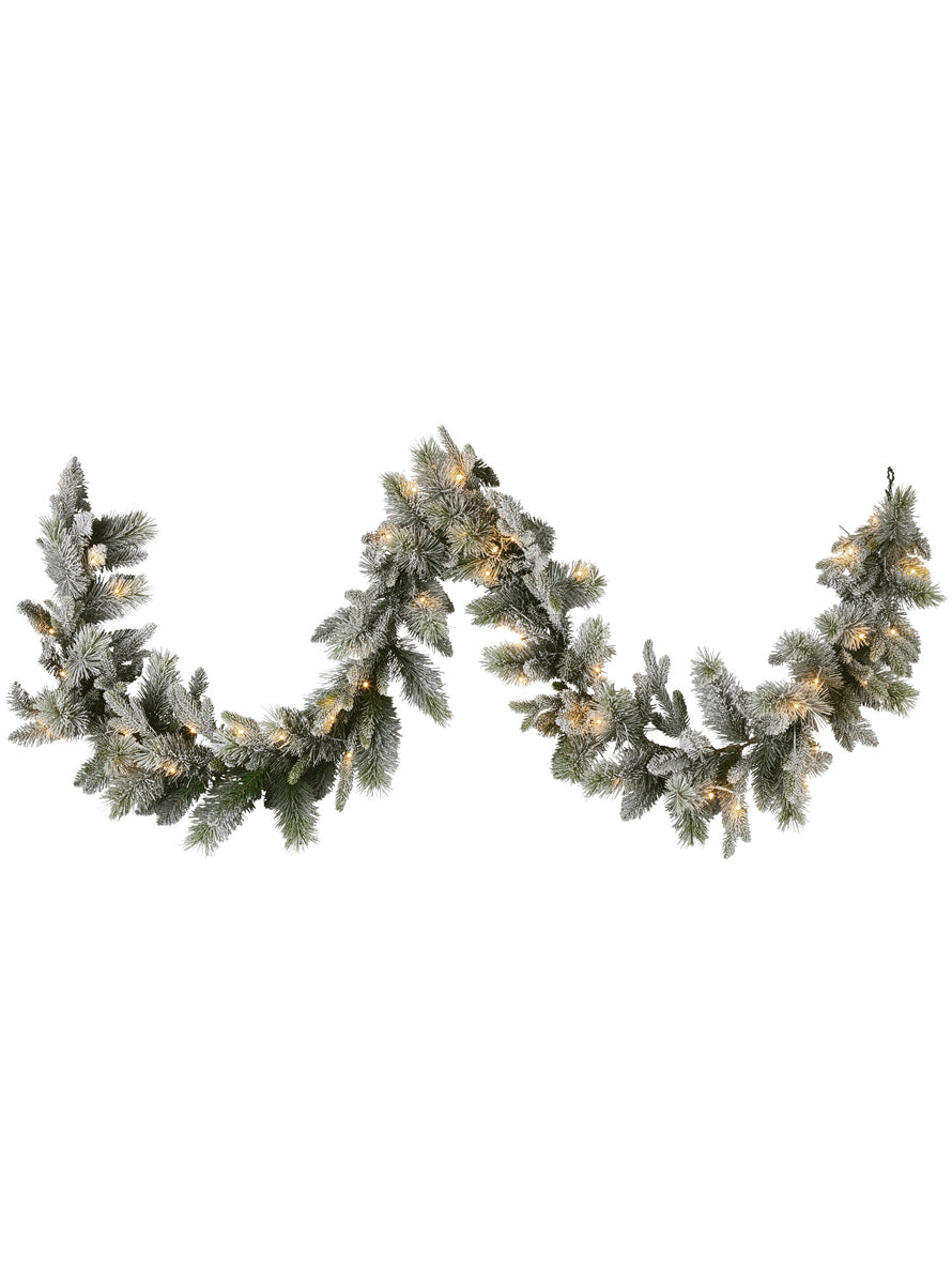 Snowy 270cm Christmas Garland with Multicolour LED Lights - Alternate Image 1