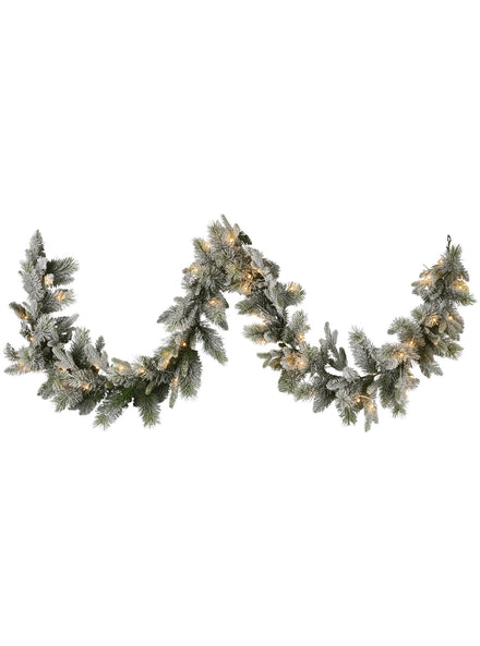 Snowy 270cm Christmas Garland with Multicolour LED Lights - Alternate Image 1
