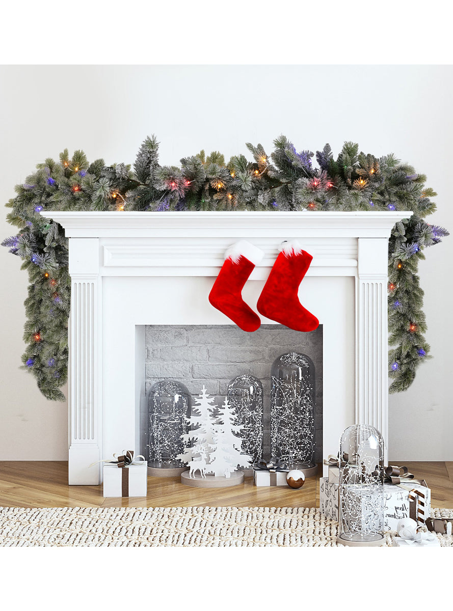 Snowy 270cm Christmas Garland with Multicolour LED Lights - Alternate Image 3