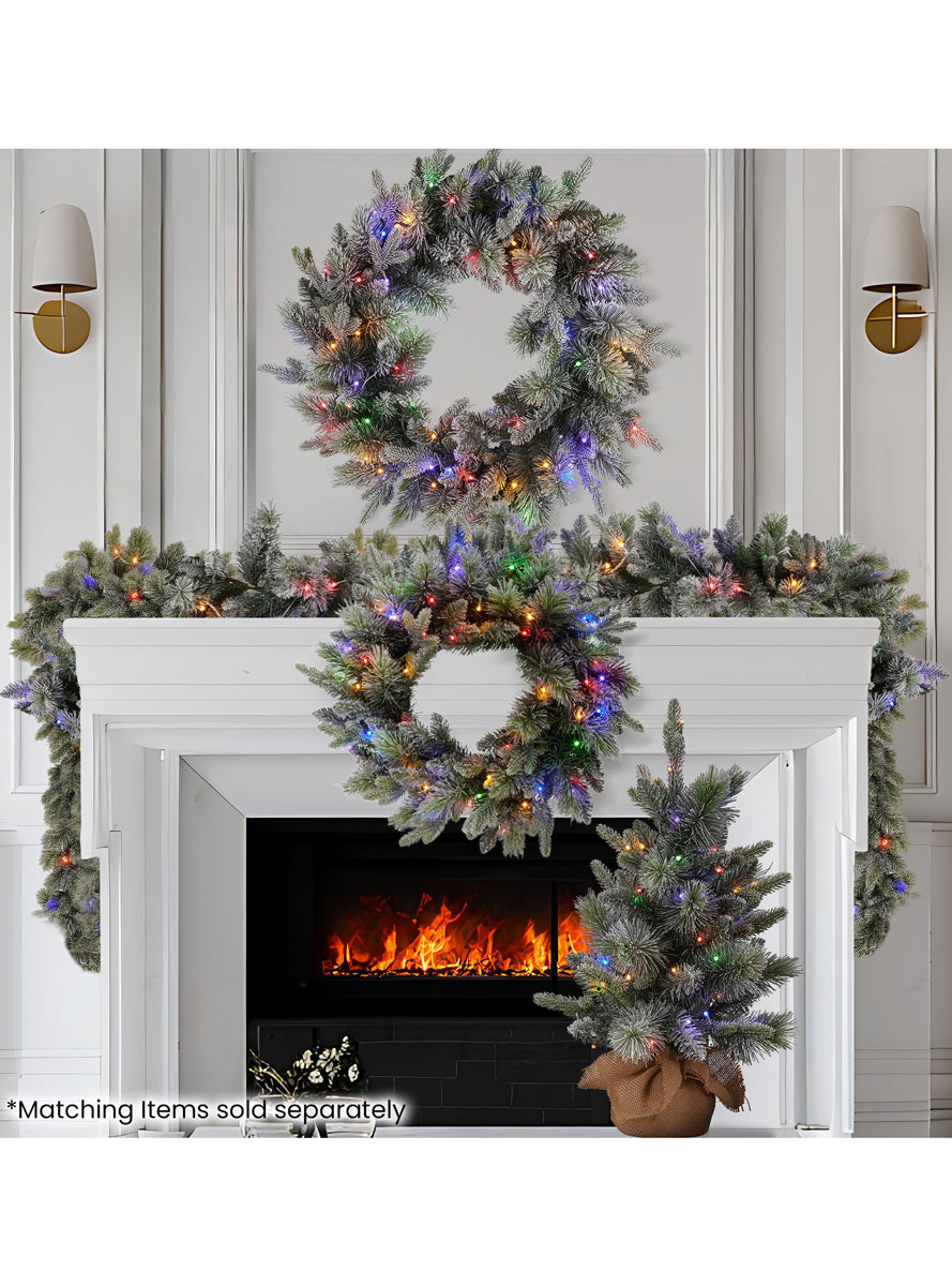 Snowy 270cm Christmas Garland with Multicolour LED Lights - Alternate Image 4