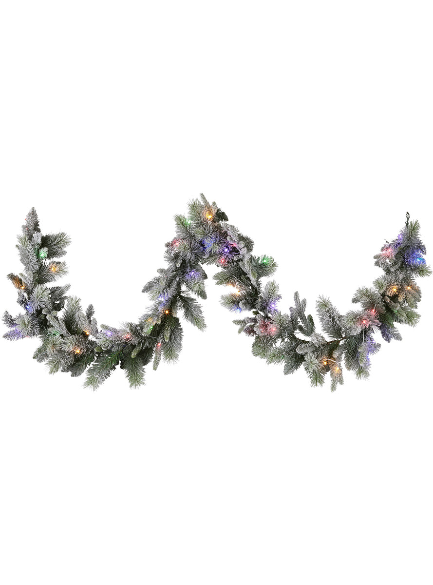 Snowy 270cm Christmas Garland with Multicolour LED Lights - Main Image