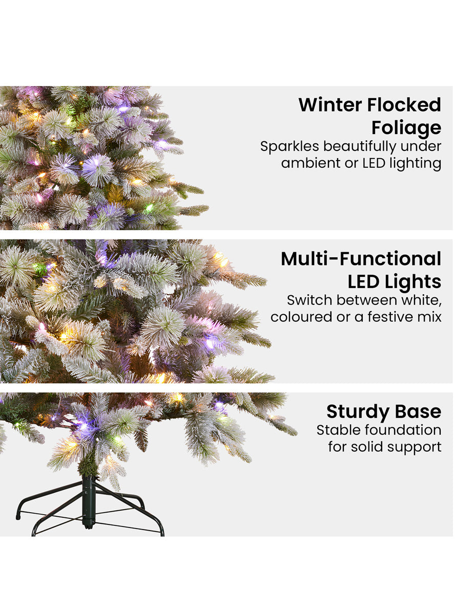 Snowy Stamford Spruce 7 Foot Prelit Christmas Tree - Info Image 2