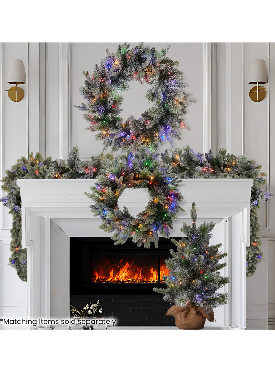 Snowy Stamford Spruce Prelit 76cm Christmas Wreath Decoration - Alternate Image 3