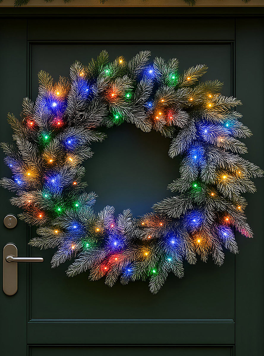 Snowy Stamford Spruce Prelit 76cm Christmas Wreath Decoration - Alternate Image 4