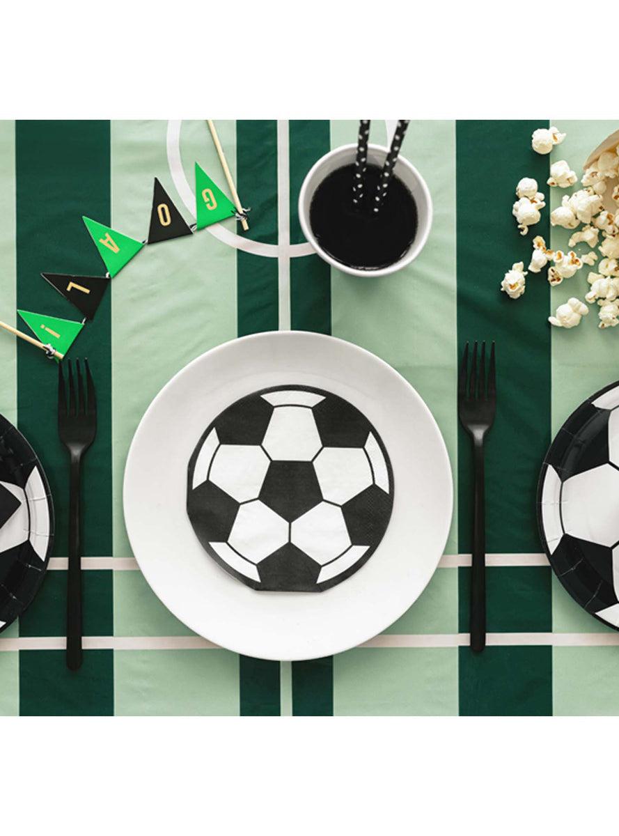 Soccer Party 20 Pack 13cm Ball Shaped Napkins - Lifestyle Image 1