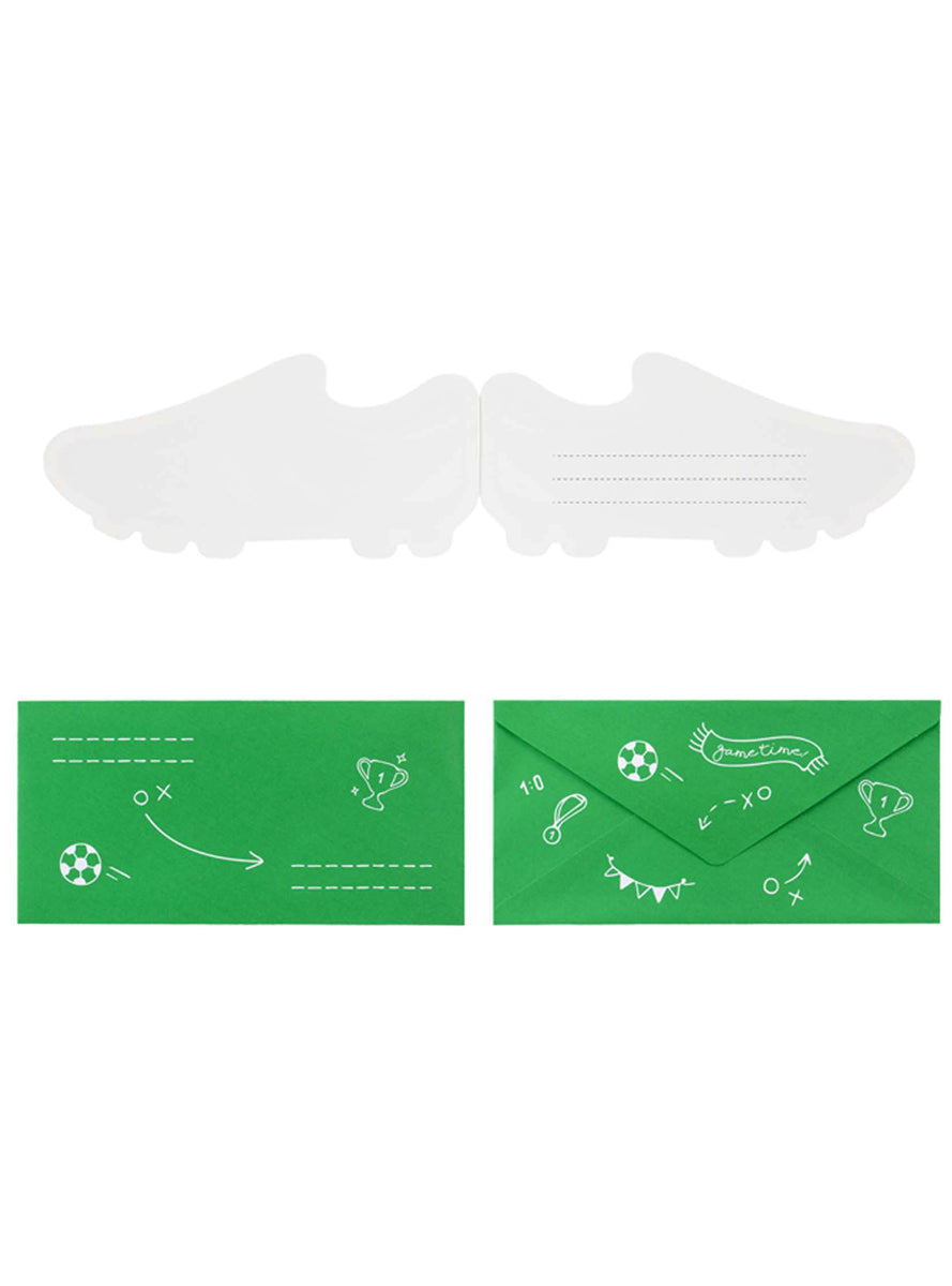 Soccer Party 6 Pack Game On Boot Shaped Birthday Party Invitations - Alternative Image