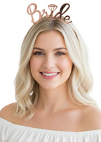 Image of Solid Rose Gold Metal Hen's Night Bride Headband - Main Image