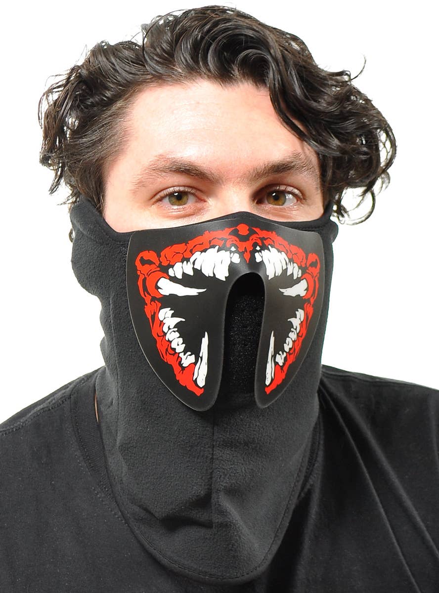 Image of Monster Red and White Teeth Sound Activated Light Up Mask - Main Image