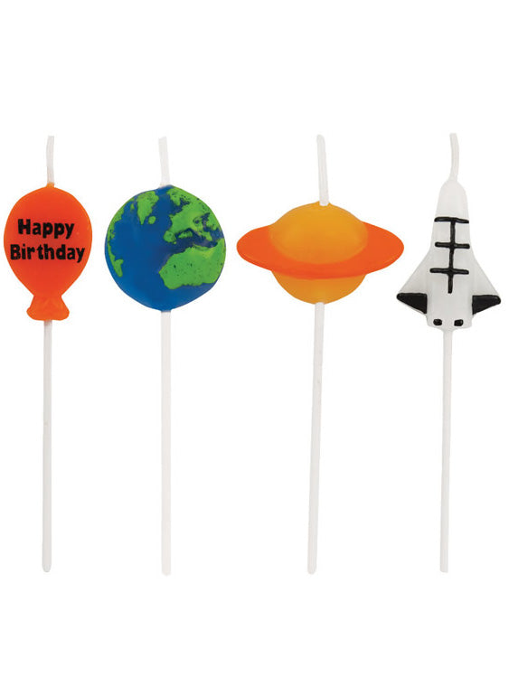 Space Blast 4 Pack Happy Birthday Candles – Main Image