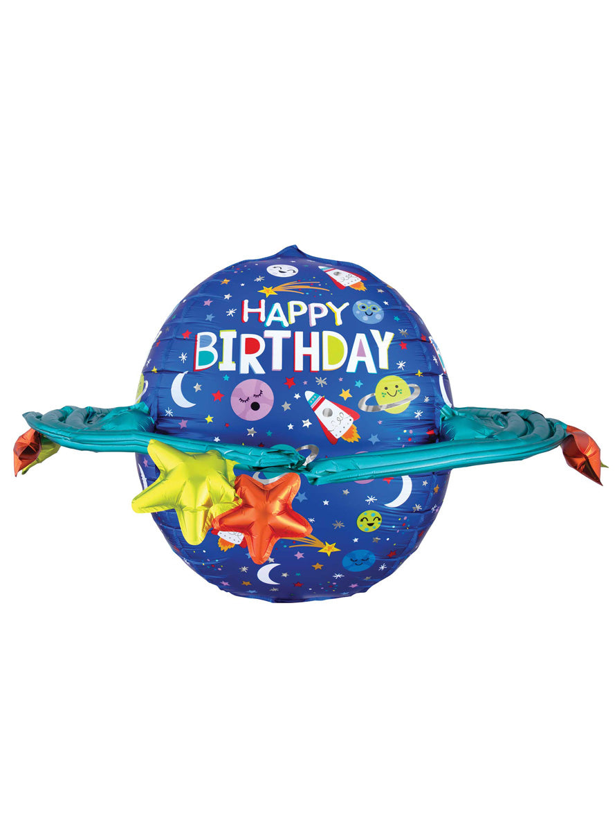 Space Galaxy 73cm Ultrashape Happy Birthday Self Sealing Foil Balloon - Main Image
