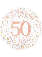 Image of Sparkling Fizz Rose Gold 50th 45cm Foil Balloon