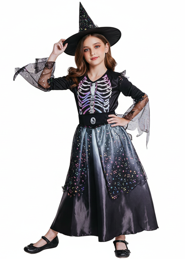 Image of Spooky Starlight Witch Girl's Halloween Costume - main -image