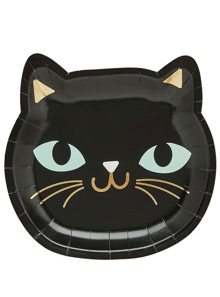 Spell Yeah Black Cat Shaped Halloween Paper Plates 8 Pack – Main Image