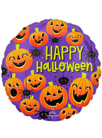 Image of Happy Halloween Spiders and Pumpkins 45cm Foil Balloon
