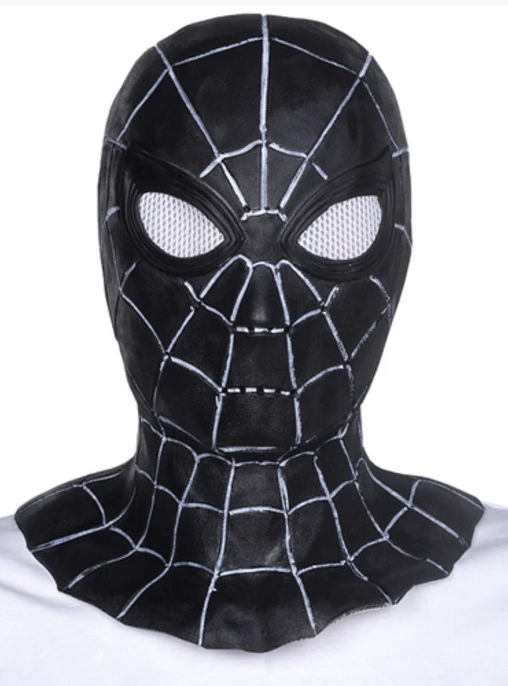Spider Man Adults Black Full Face Latex Costume Mask - Main Image
