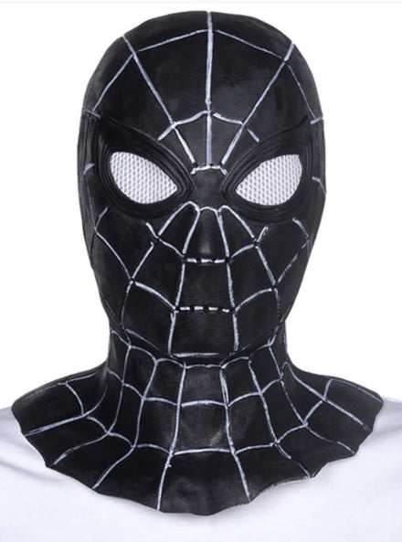 Spider Man Adults Black Full Face Latex Costume Mask - Main Image