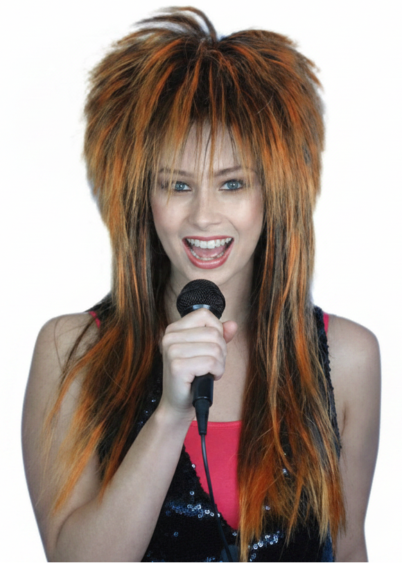 Womens Black And Orange Spiky Vamp Costume Wig