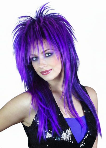 Womens Black And Purple Spiky Vamp Costume Wig - Main image