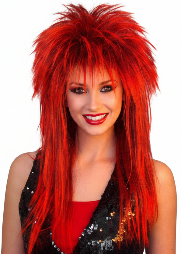 Womens Black And Red Spiky Vamp Costume Wig - Main Image