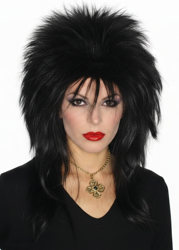 Womens Short Black Spiky Vamp Costume Wig - main image
