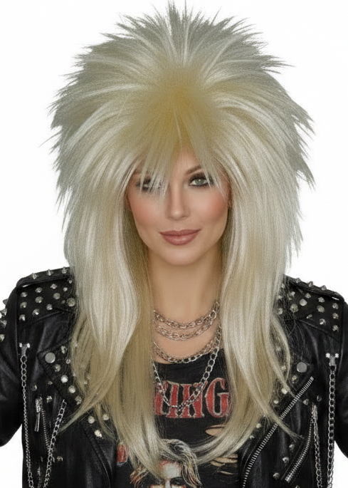 Womens Short Blonde Spiky Vamp Costume Wig - Main Image