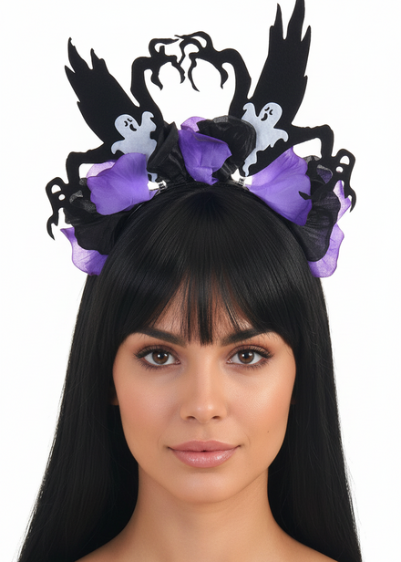 Haunted Purple and Black Halloween Costume Headband - Main Image