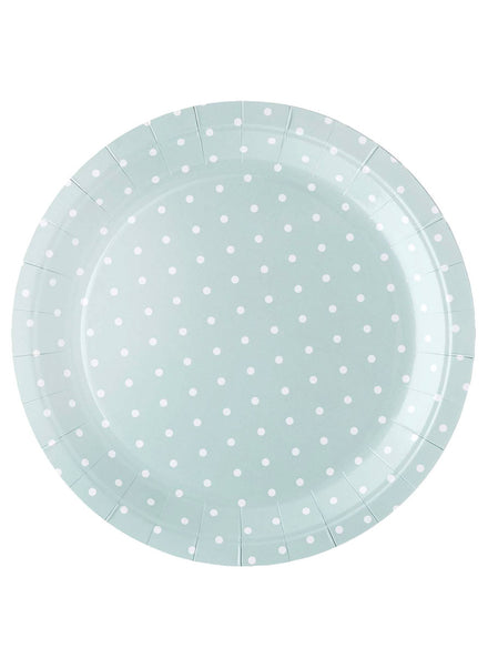 Spotted Green 10 Pack 23cm Round Paper Plates – Main Image