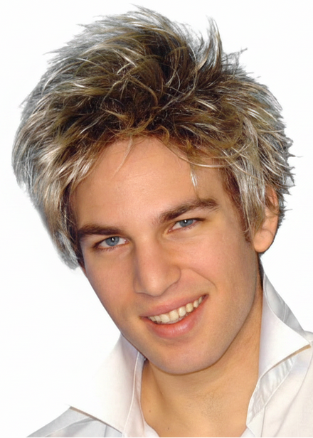Mens Short Blonde Spunky Guy Shag Costume Wig - Main Image