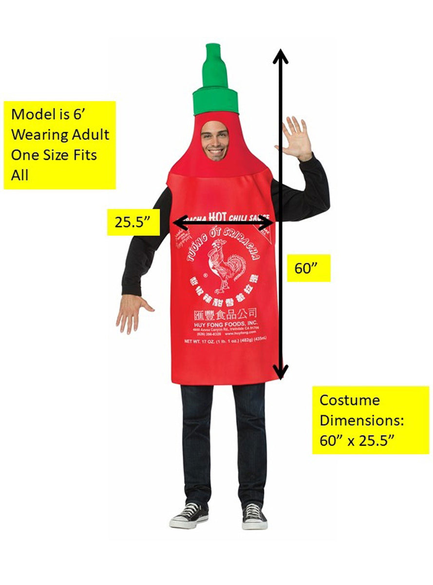 Sriracha Hot Sauce Novelty Adults Costume - Details Image
