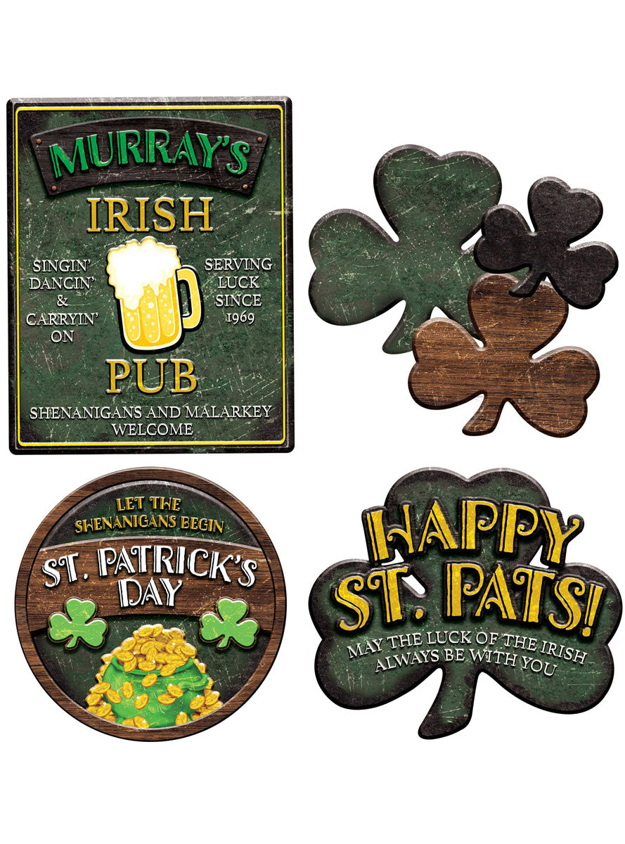 St Patricks Day 4 Pack Irish Pub Cut Out Signs - Main Image