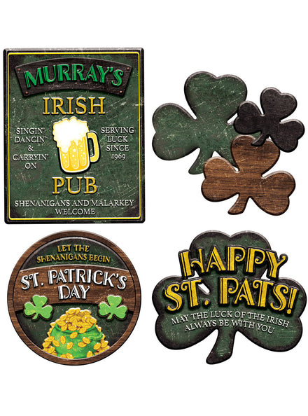 St Patricks Day 4 Pack Irish Pub Cut Out Signs - Main Image