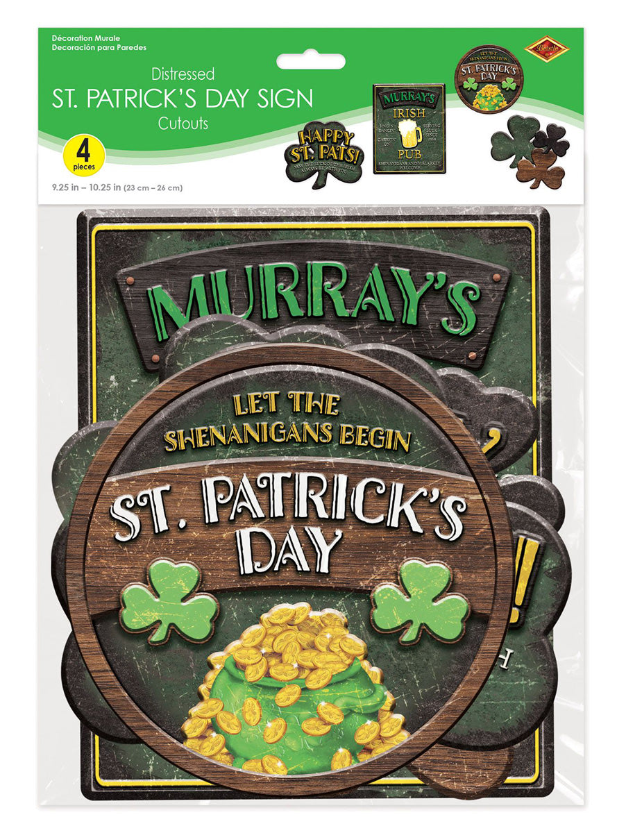 St Patricks Day 4 Pack Irish Pub Cut Out Signs - Packaging Image