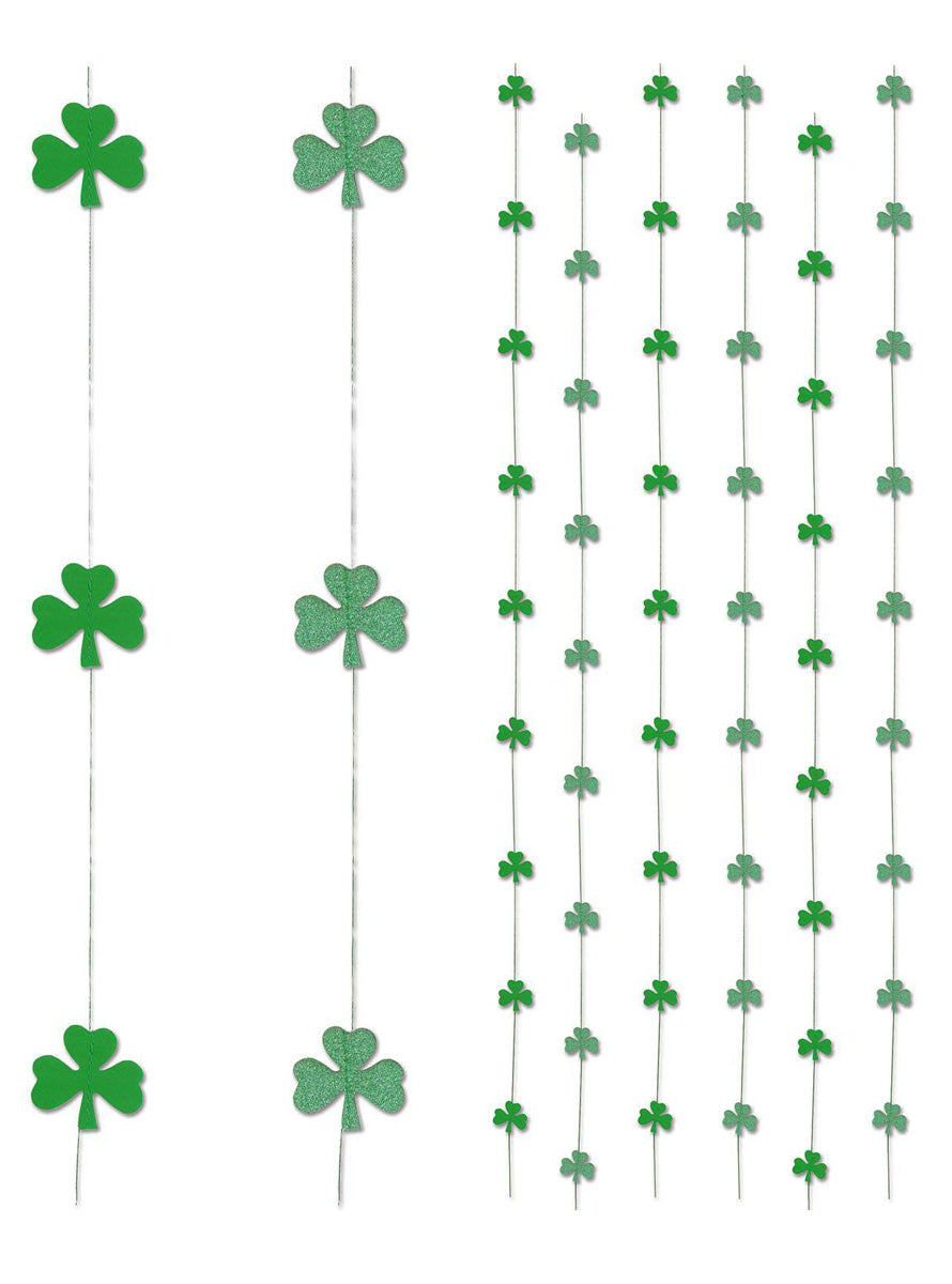 St Patricks Day 6 Pack Green Shamrock Hanging Stringers - Main Image