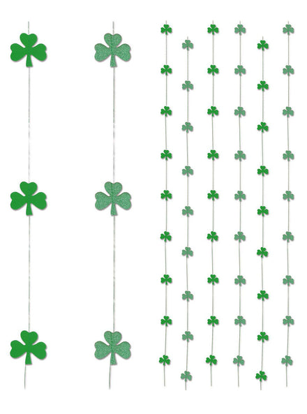 St Patricks Day 6 Pack Green Shamrock Hanging Stringers - Main Image