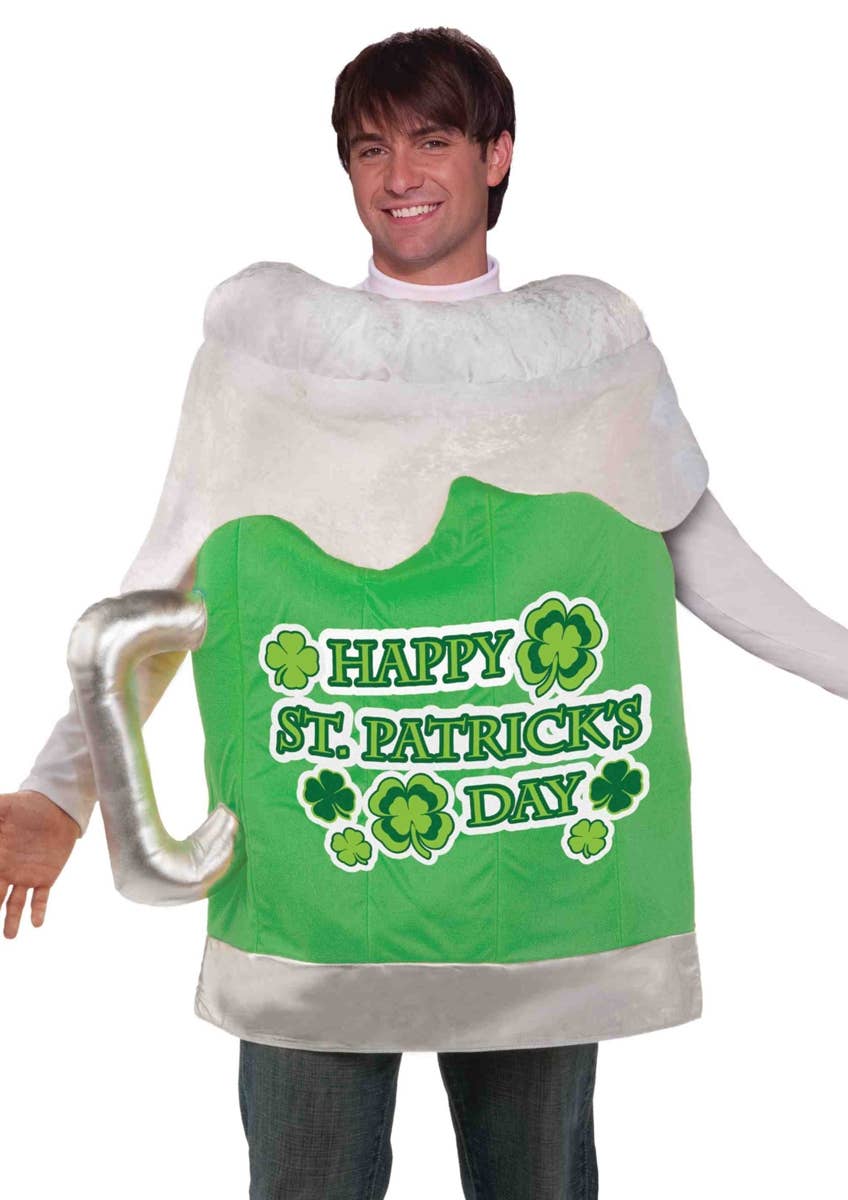 Novelty Green Beer Mug St. Patrick's Day Adult's Costume - Close Image