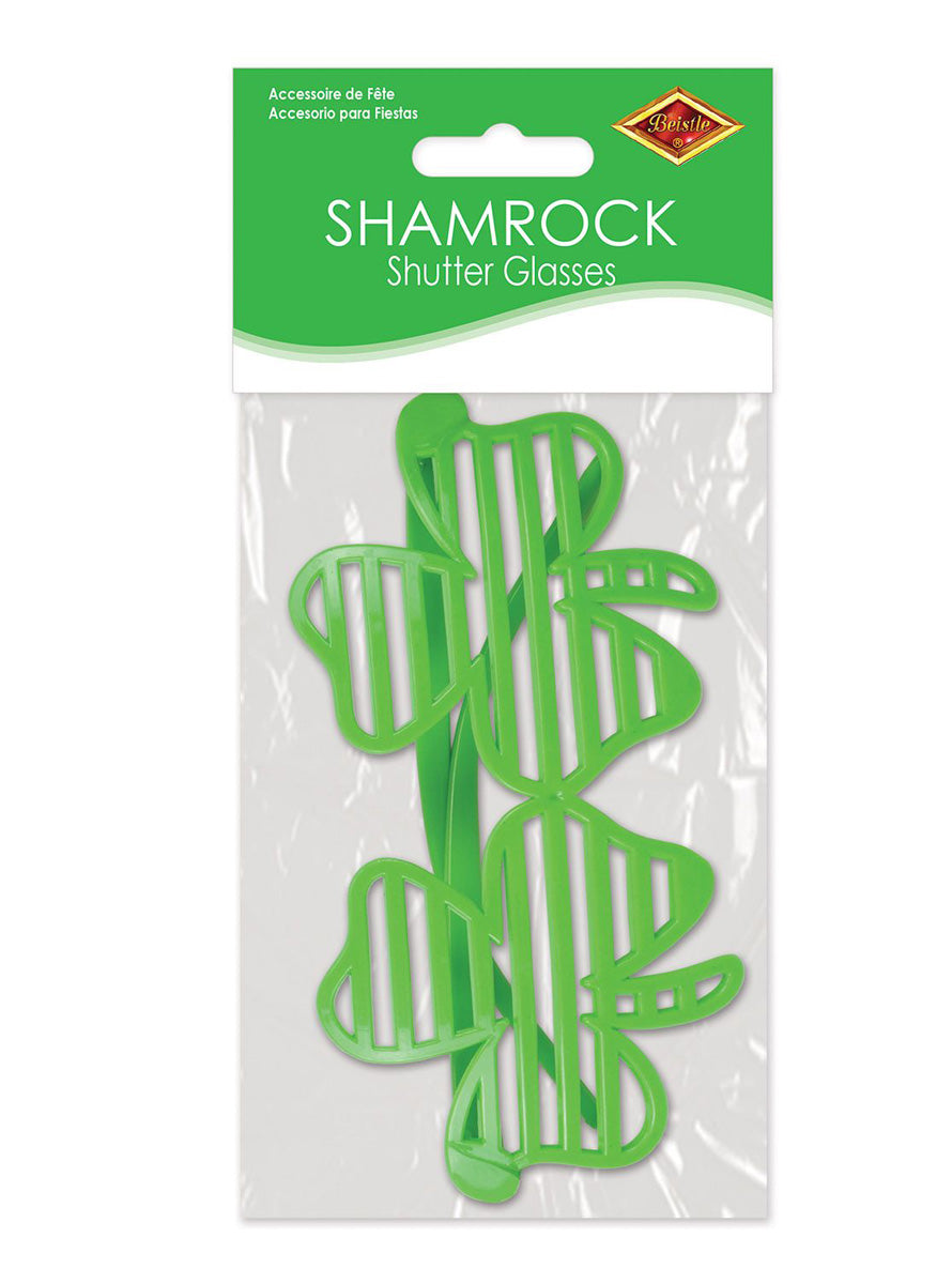 St Patricks Day Green Shamrock Shutter Glasses - Packaging Image