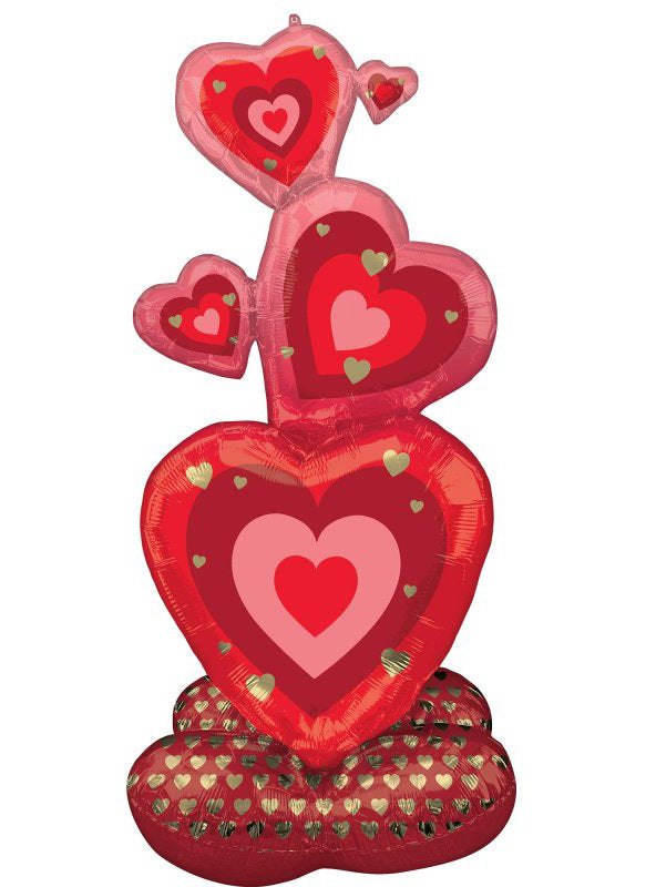 Stacking Hearts 139cm Air Fill Standing Arloonz Balloon - Main Image