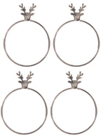 Stag Head Silver Metal Christmas Napkin Rings Main Image