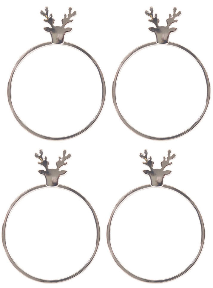 Stag Head Silver Metal Christmas Napkin Rings Main Image