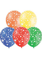 Image of Star Printed Rainbow Assorted 10 Pack 30cm Latex Balloons