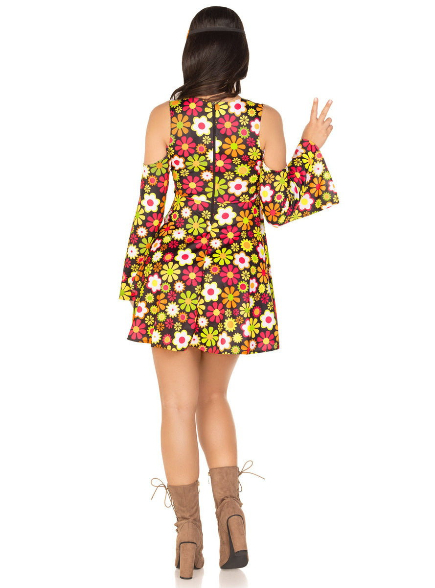 Women's Sexy 1960's Bohemian Hippy Costume Back Image