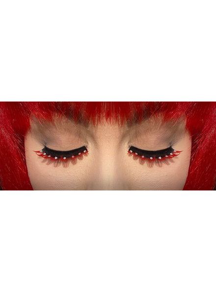 Stick On Black And Red Eyelashes With Crystals