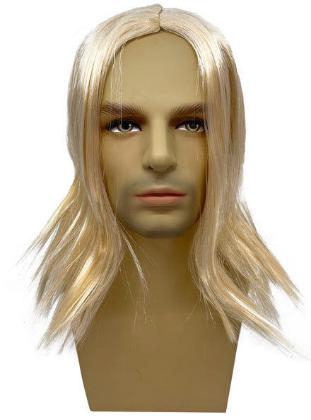 Mens Shoulder Length Blonde Costume Wig - Main Image