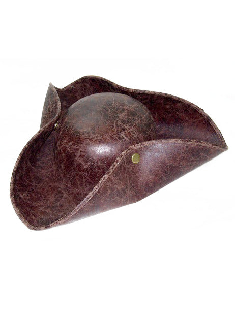 Suede Look Adults Brown Pirate Tricorn Costume Hat - Main Image