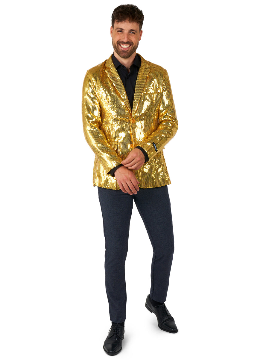 Gold Sequinned Costume Jacket for Men - Full Length Image