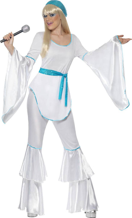 ABBA Super Trooper Women's White 1970's Costume - Main Image