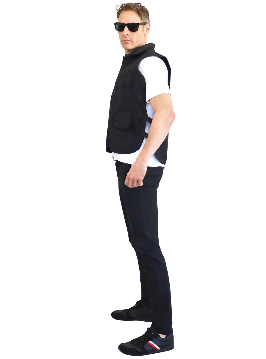 Black SWAT Police Costume Vest for Adults - Side Image
