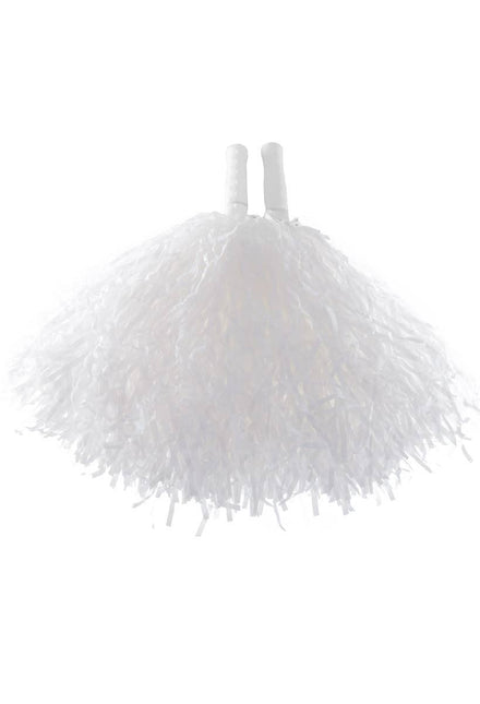 White Cheerleader Pom Poms Costume Accessory